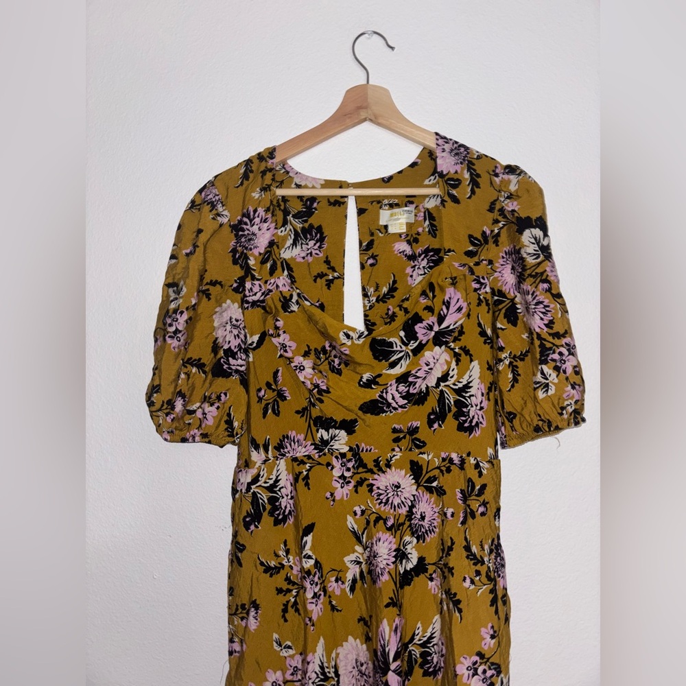 ANTHROPOLOGIE MAEVE PUFF SLEEVE MIDI DRESS IN GOLD size 14 - Picture 5 of 8